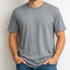 Faded Glory Heather Gray Relaxed Fit Crew Neck Tee – Medium